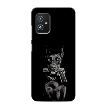 Силиконовый чехол на ASUS ZenFone 8 с принтом Доберман и пистолет Силиконовый чехол на ASUS ZenFone 8 с принтом Доберман и пистолет