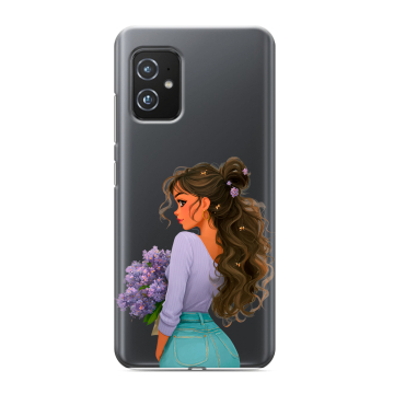 Силиконовый чехол на ASUS ZenFone 8 с принтом девушка цветы Силиконовый чехол на ASUS ZenFone 8 с принтом девушка цветы