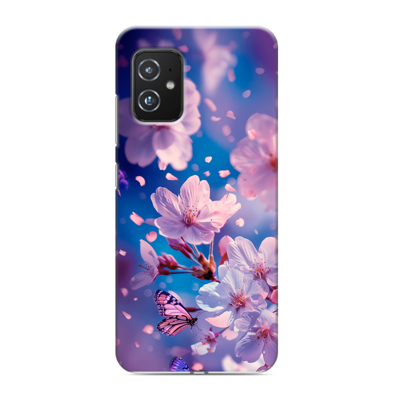 Силиконовый противоударный чехол на ASUS ZenFone 8 с принтом цветы бабочки Силиконовый противоударный чехол на ASUS ZenFone 8 с принтом цветы бабочки