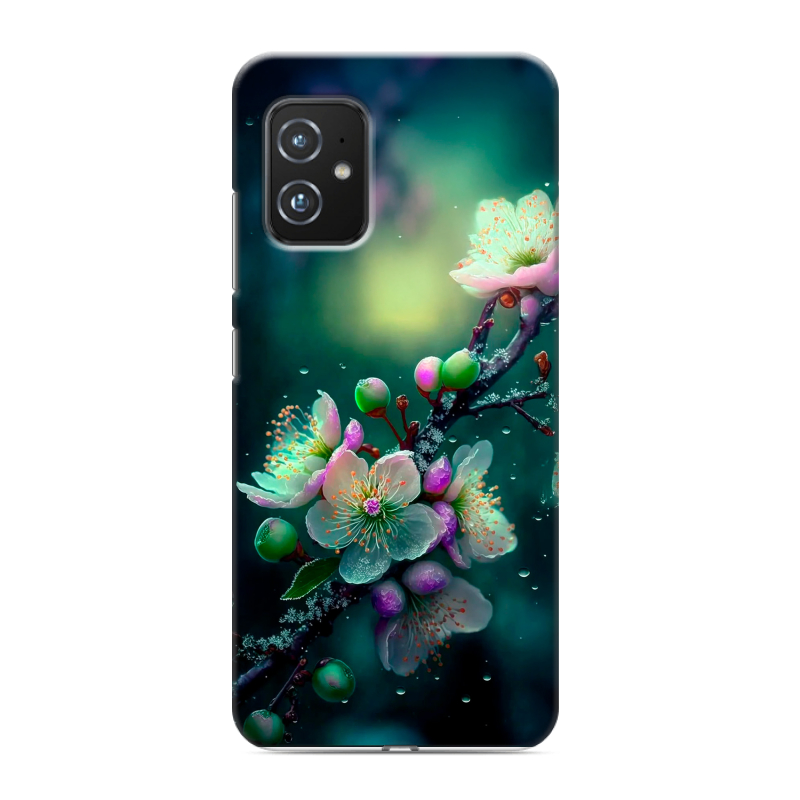Силиконовый противоударный чехол на ASUS ZenFone 8 с принтом Цветы и мрамор Силиконовый противоударный чехол на ASUS ZenFone 8 с принтом Цветы и мрамор