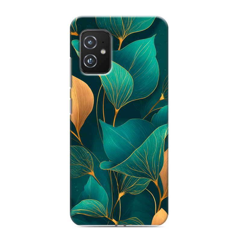Силиконовый чехол на ASUS ZenFone 8 с принтом Листья и золото Силиконовый чехол на ASUS ZenFone 8 с принтом Листья и золото