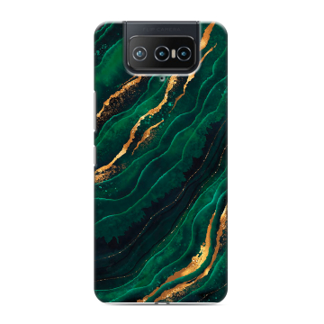 Силиконовый чехол на ASUS ZenFone 8 Flip с принтом Мрамор зеленое золото Силиконовый чехол на ASUS ZenFone 8 Flip с принтом Мрамор зеленое золото
