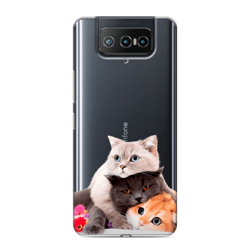 Силиконовый чехол на ASUS ZenFone 8 Flip с принтом Кошки Силиконовый чехол на ASUS ZenFone 8 Flip с принтом Кошки