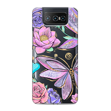 Силиконовый чехол на ASUS ZenFone 8 Flip с принтом Бабочки и цветы