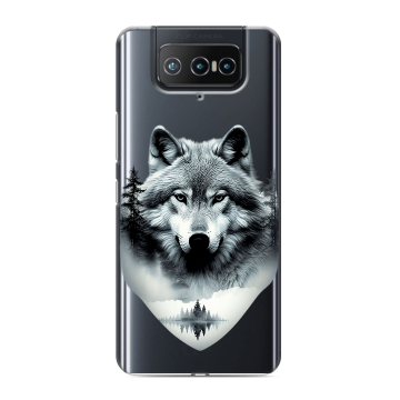 Силиконовый чехол на ASUS ZenFone 8 Flip с принтом Волк в лесу
