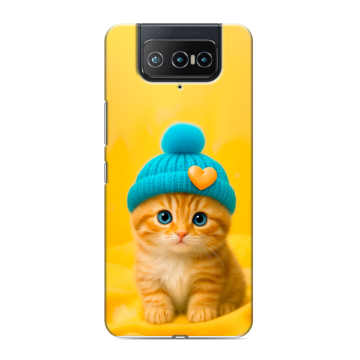 Силиконовый чехол на ASUS ZenFone 8 Flip с принтом Котенок в шапке