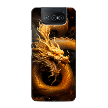 Силиконовый чехол на ASUS ZenFone 8 Flip с принтом Золотой дракон Силиконовый чехол на ASUS ZenFone 8 Flip с принтом Золотой дракон