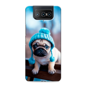 Силиконовый чехол на ASUS ZenFone 8 Flip с принтом Мопс в шапке