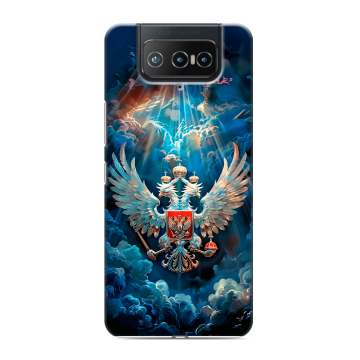 Силиконовый чехол на ASUS ZenFone 8 Flip с принтом Герб флаг России