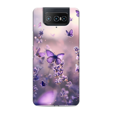 Силиконовый чехол на ASUS ZenFone 8 Flip с принтом бабочки и лаванда