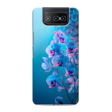 Силиконовый чехол на ASUS ZenFone 8 Flip с принтом голубые орхидеи