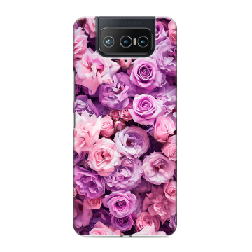 Силиконовый чехол на ASUS ZenFone 8 Flip с принтом лавандовые розы Силиконовый чехол на ASUS ZenFone 8 Flip с принтом лавандовые розы