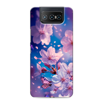 Силиконовый чехол на ASUS ZenFone 8 Flip с принтом цветы бабочки