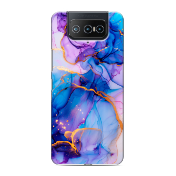 Силиконовый чехол на ASUS ZenFone 8 Flip с принтом синий мрамор