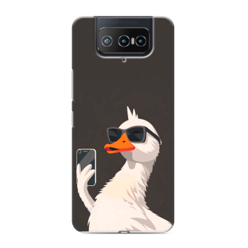 Силиконовый чехол на ASUS ZenFone 8 Flip с принтом утка в очках