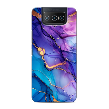 Силиконовый чехол на ASUS ZenFone 8 Flip с принтом синий мрамор