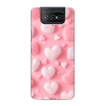 Силиконовый чехол на ASUS ZenFone 8 Flip с принтом Сердечки