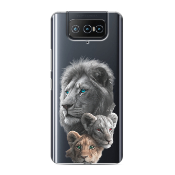 Силиконовый чехол на ASUS ZenFone 8 Flip с принтом Львы Силиконовый чехол на ASUS ZenFone 8 Flip с принтом Львы