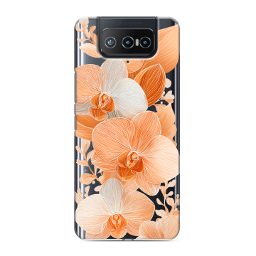 Силиконовый чехол на ASUS ZenFone 8 Flip с принтом Бежевые цветы Силиконовый чехол на ASUS ZenFone 8 Flip с принтом Бежевые цветы