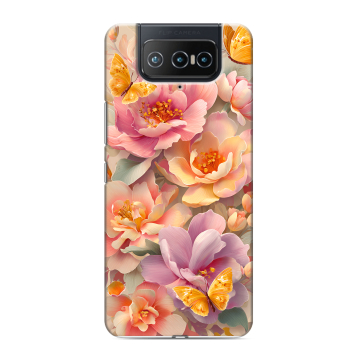 Силиконовый чехол на ASUS ZenFone 8 Flip с принтом Цветы и бабочки Силиконовый чехол на ASUS ZenFone 8 Flip с принтом Цветы и бабочки