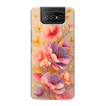 Силиконовый чехол на ASUS ZenFone 8 Flip с принтом Цветы и бабочки Силиконовый чехол на ASUS ZenFone 8 Flip с принтом Цветы и бабочки