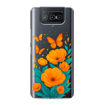 Силиконовый чехол на ASUS ZenFone 8 Flip с принтом цветы бабочки Силиконовый чехол на ASUS ZenFone 8 Flip с принтом цветы бабочки