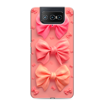 Силиконовый чехол на ASUS ZenFone 8 Flip с принтом Розовые бантики