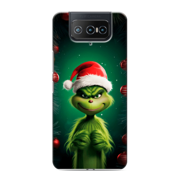 Силиконовый чехол на ASUS ZenFone 8 Flip с принтом Гринч Новый год Рождество Силиконовый чехол на ASUS ZenFone 8 Flip с принтом Гринч Новый год Рождество