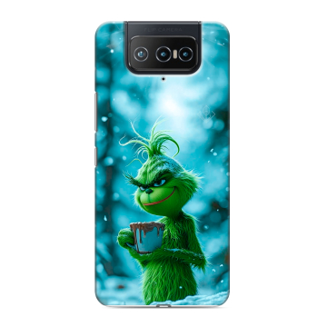 Силиконовый чехол на ASUS ZenFone 8 Flip с принтом Новый год гринч Силиконовый чехол на ASUS ZenFone 8 Flip с принтом Новый год гринч