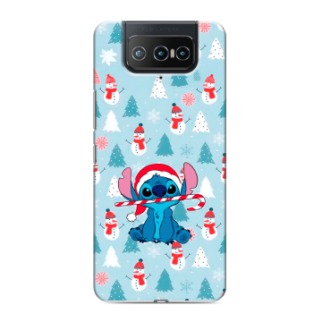 Силиконовый чехол на ASUS ZenFone 8 Flip с принтом Стич Новый год Силиконовый чехол на ASUS ZenFone 8 Flip с принтом Стич Новый год