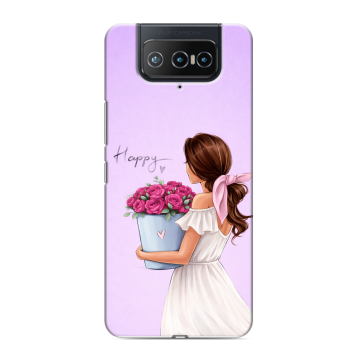 Силиконовый чехол на ASUS ZenFone 8 Flip с принтом женский