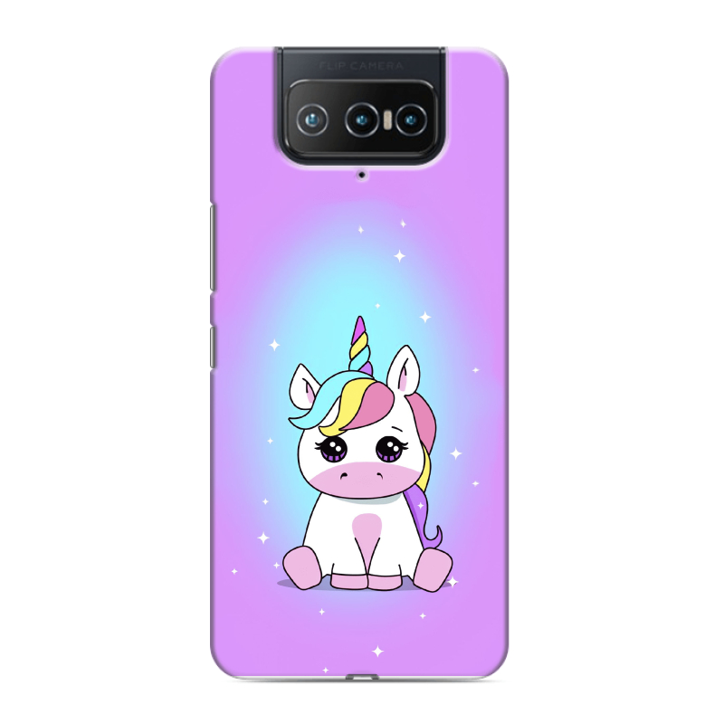 Силиконовый противоударный чехол на ASUS ZenFone 8 Flip с принтом Единорог Силиконовый противоударный чехол на ASUS ZenFone 8 Flip с принтом Единорог