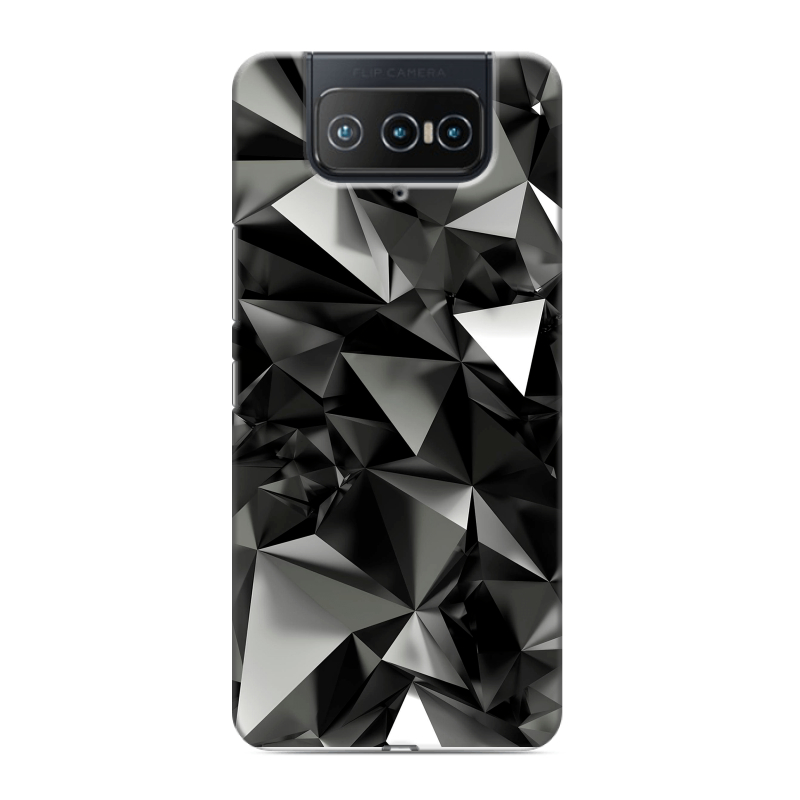 Силиконовый чехол на ASUS ZenFone 8 Flip с принтом Черные кристаллы Силиконовый чехол на ASUS ZenFone 8 Flip с принтом Черные кристаллы