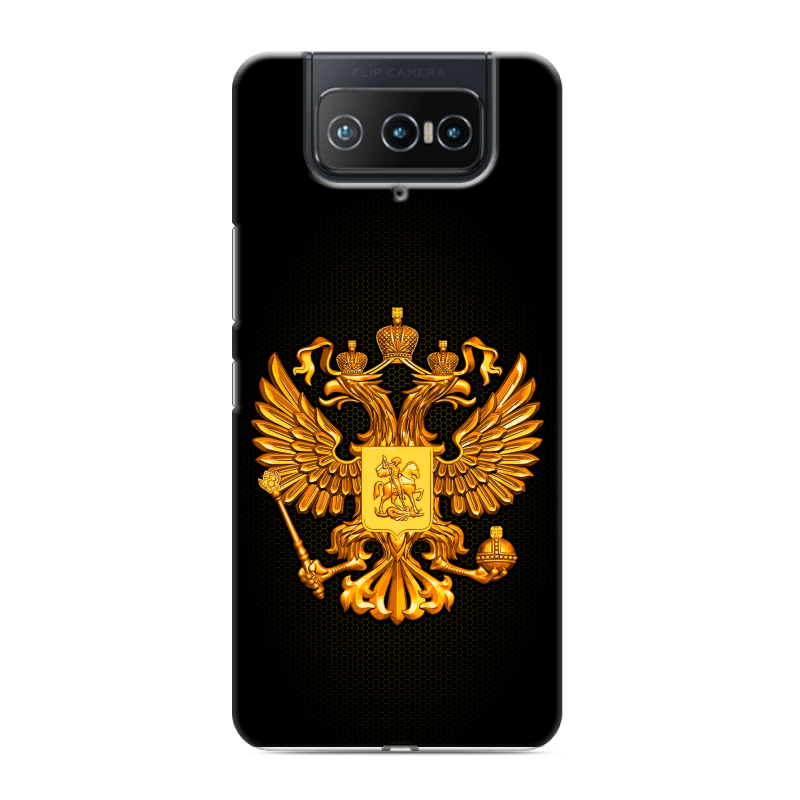 Силиконовый чехол на ASUS ZenFone 8 Flip с принтом Герб России желтый Силиконовый чехол на ASUS ZenFone 8 Flip с принтом Герб России желтый