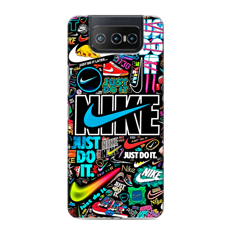 Силиконовый чехол на ASUS ZenFone 8 Flip с принтом найк nike черный Силиконовый чехол на ASUS ZenFone 8 Flip с принтом найк nike черный