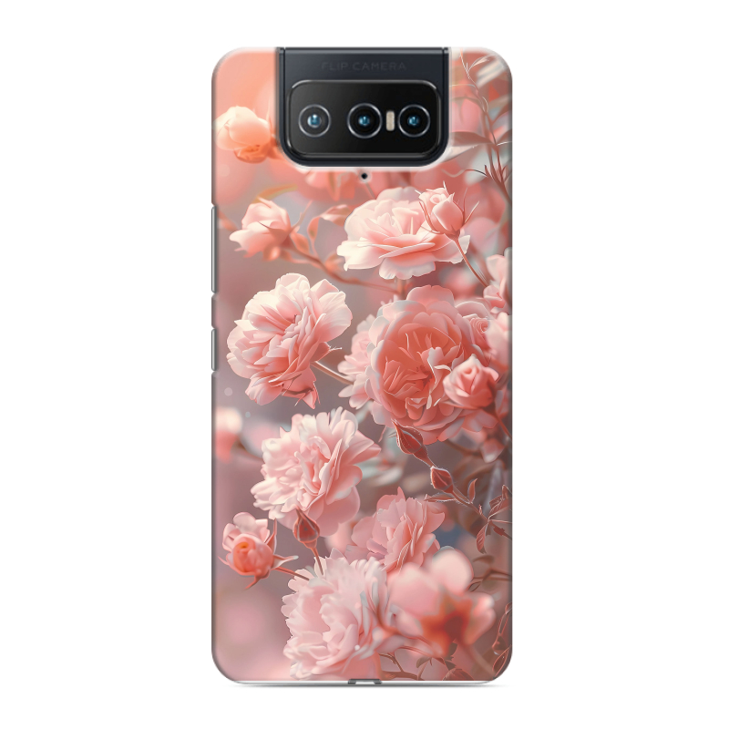 Силиконовый чехол на ASUS ZenFone 8 Flip с принтом Розовые розы Силиконовый чехол на ASUS ZenFone 8 Flip с принтом Розовые розы