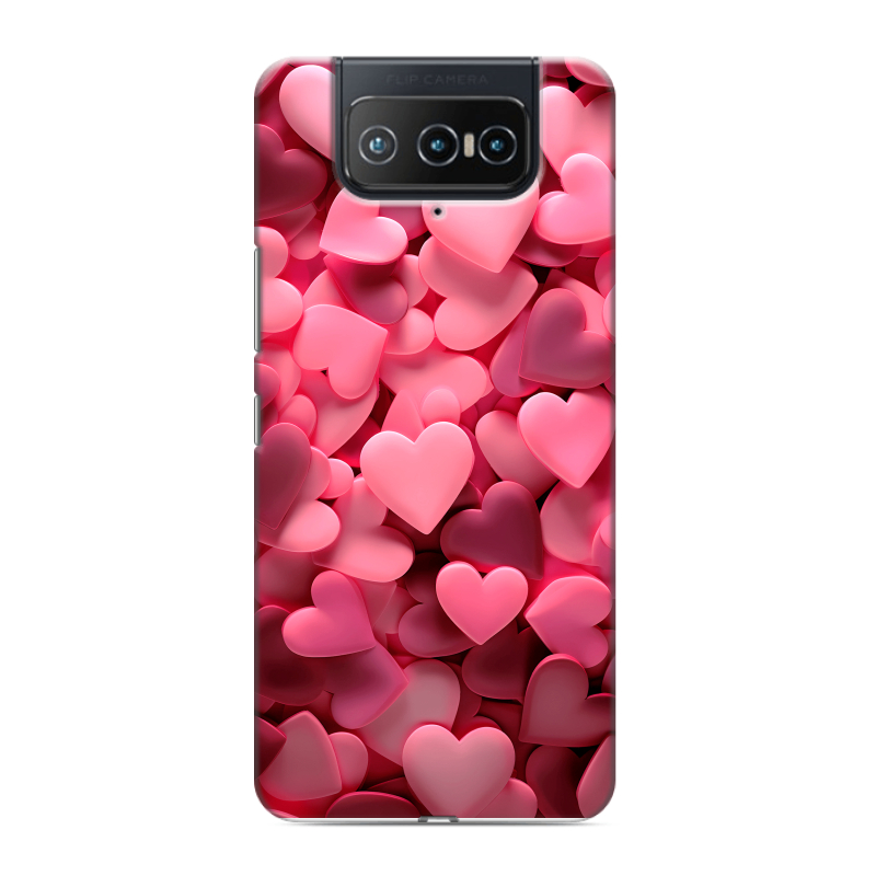 Силиконовый противоударный чехол на ASUS ZenFone 8 Flip с принтом розовые сердечки Силиконовый противоударный чехол на ASUS ZenFone 8 Flip с принтом розовые сердечки