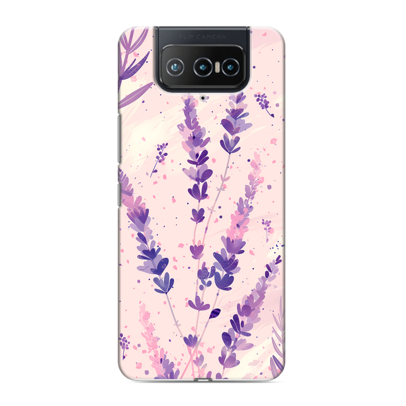 Силиконовый чехол на ASUS ZenFone 8 Flip с принтом цветы лаванда Силиконовый чехол на ASUS ZenFone 8 Flip с принтом цветы лаванда