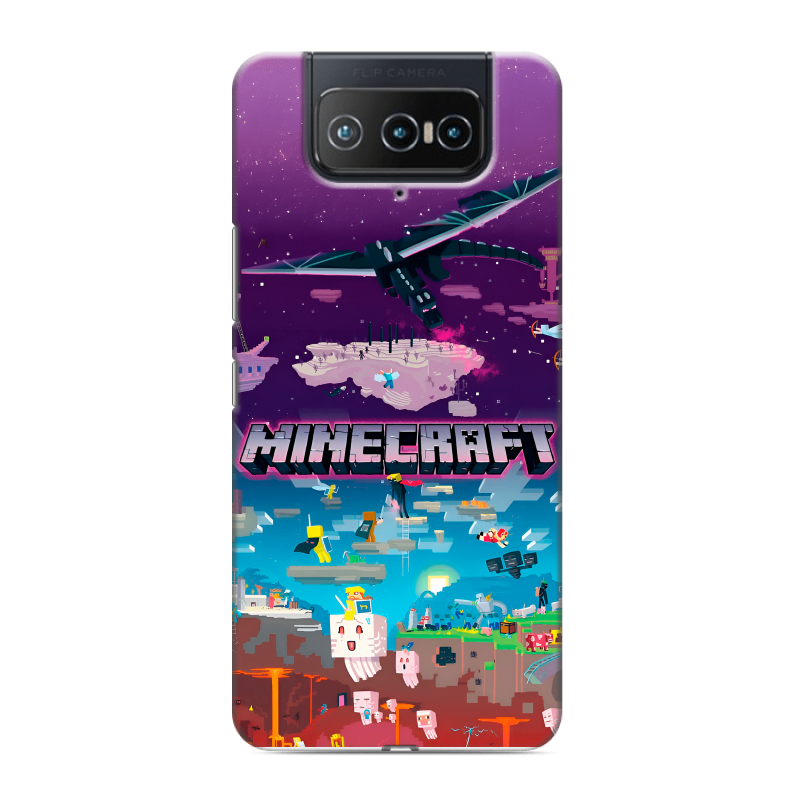 Силиконовый чехол на ASUS ZenFone 8 Flip с принтом Майнкрафт Minecraft Силиконовый чехол на ASUS ZenFone 8 Flip с принтом Майнкрафт Minecraft