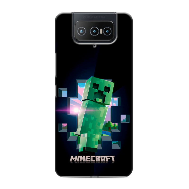 Силиконовый противоударный чехол на ASUS ZenFone 8 Flip с принтом Майнкрафт Minecraft Силиконовый противоударный чехол на ASUS ZenFone 8 Flip с принтом Майнкрафт Minecraft