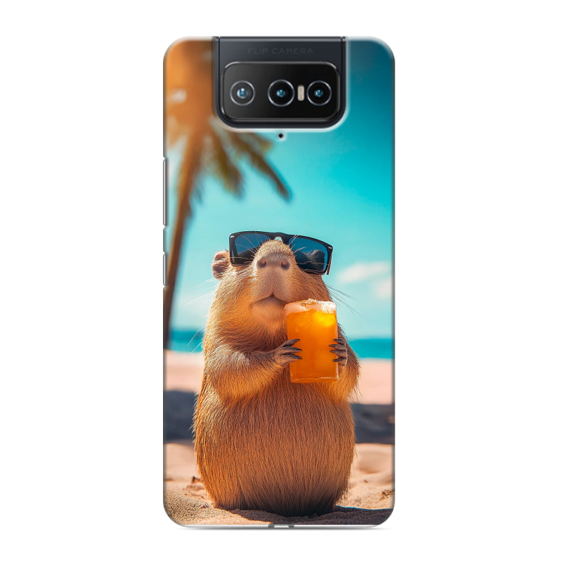 Силиконовый чехол на ASUS ZenFone 8 Flip с принтом Капибара Силиконовый чехол на ASUS ZenFone 8 Flip с принтом Капибара