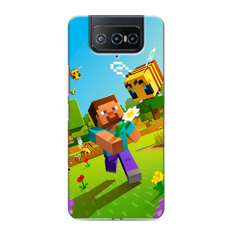 Силиконовый противоударный чехол на ASUS ZenFone 8 Flip с принтом Майнкрафт Minecraft Силиконовый противоударный чехол на ASUS ZenFone 8 Flip с принтом Майнкрафт Minecraft