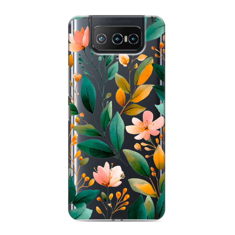 Силиконовый чехол на ASUS ZenFone 8 Flip с принтом Цветы паттерн Силиконовый чехол на ASUS ZenFone 8 Flip с принтом Цветы паттерн
