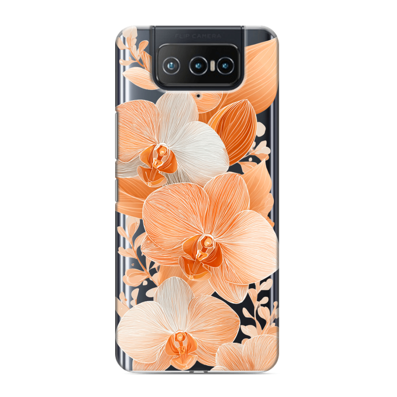 Силиконовый противоударный чехол на ASUS ZenFone 8 Flip с принтом Бежевые цветы Силиконовый противоударный чехол на ASUS ZenFone 8 Flip с принтом Бежевые цветы
