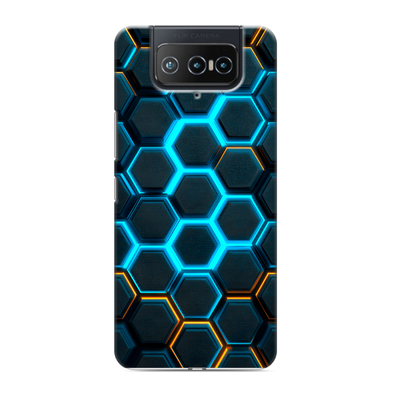Силиконовый чехол на ASUS ZenFone 8 Flip с принтом Неоновые соты Силиконовый чехол на ASUS ZenFone 8 Flip с принтом Неоновые соты