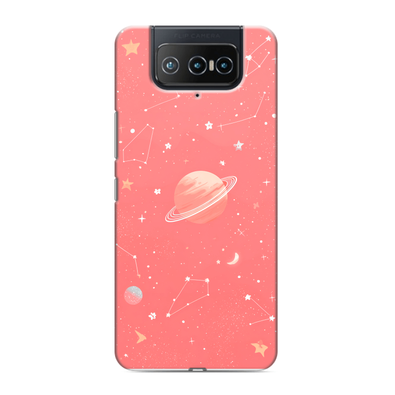 Силиконовый чехол на ASUS ZenFone 8 Flip с принтом Розовый космос Силиконовый чехол на ASUS ZenFone 8 Flip с принтом Розовый космос