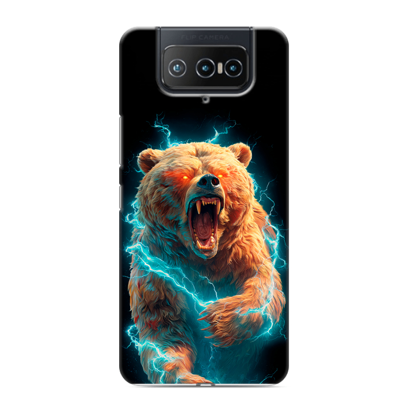 Силиконовый противоударный чехол на ASUS ZenFone 8 Flip с принтом Медведь Силиконовый противоударный чехол на ASUS ZenFone 8 Flip с принтом Медведь