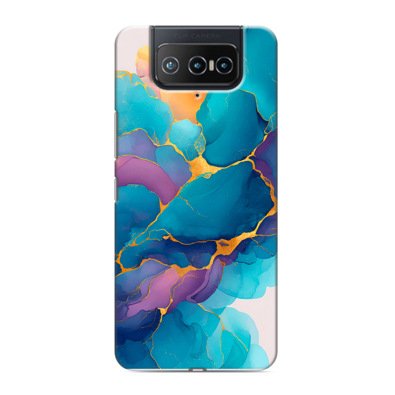 Силиконовый противоударный чехол на ASUS ZenFone 8 Flip с принтом Мрамор блестки Силиконовый противоударный чехол на ASUS ZenFone 8 Flip с принтом Мрамор блестки