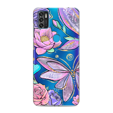 Силиконовый чехол на ZTE Blade A7s (2020) с принтом Бабочки и цветы