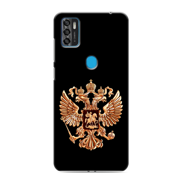 Силиконовый чехол на ZTE Blade A7s (2020) с принтом Герб России золотой